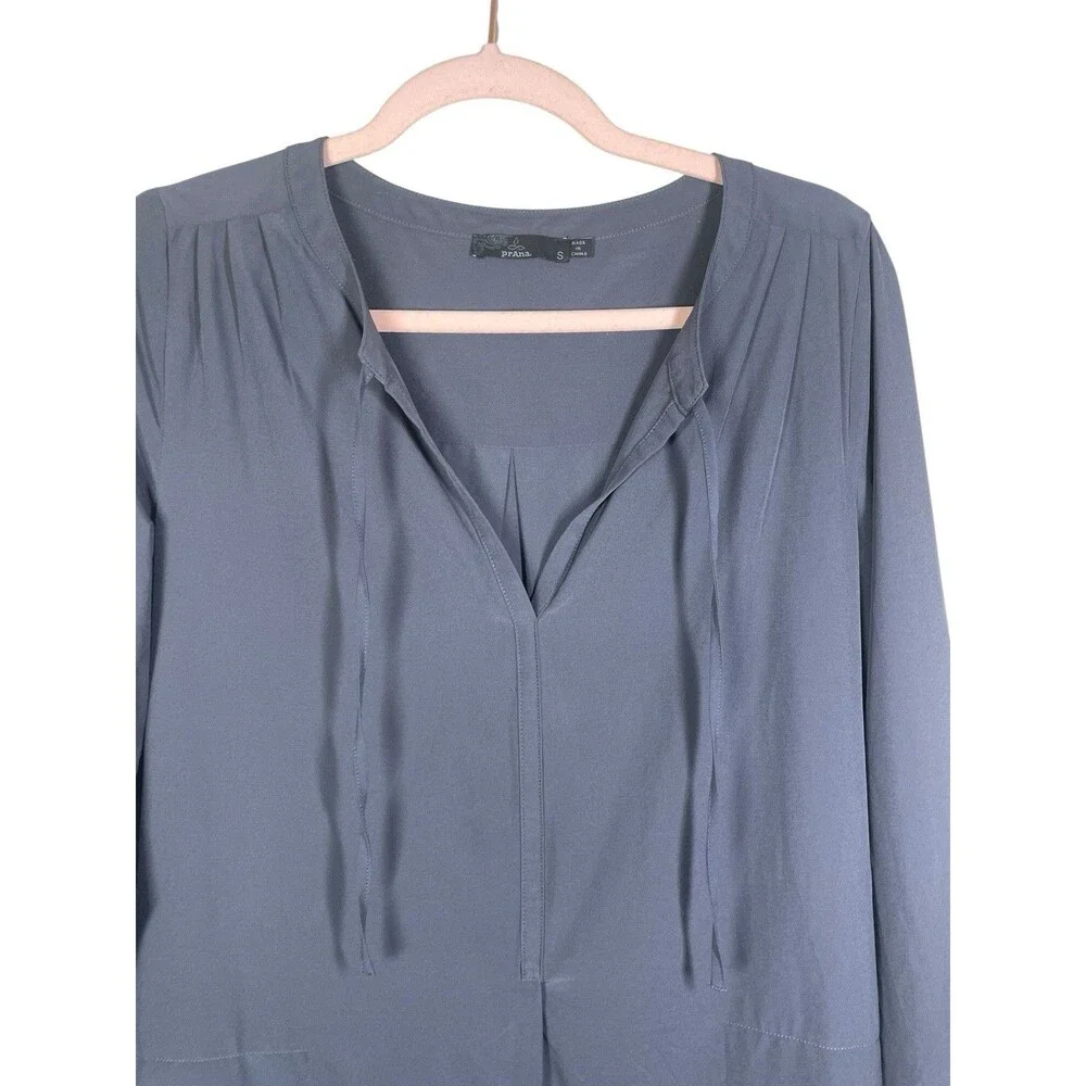 Prana Natassa Dress Women's Sz S Gray Charcoal Roll Tab Sleeve Shift